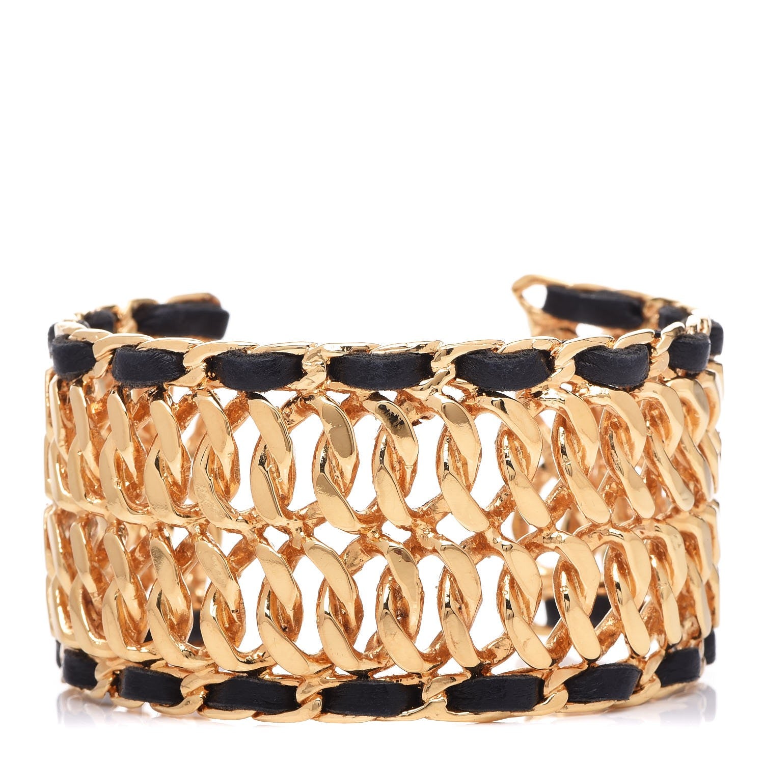 Chanel Lambskin Chain CC Cuff Black Gold 1 of 4