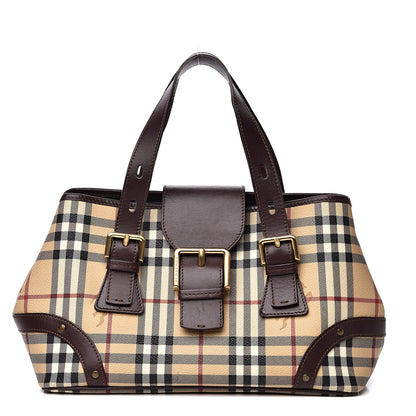 Burberry Haymarket Check Buckle Satchel Chocolate 1 of 12