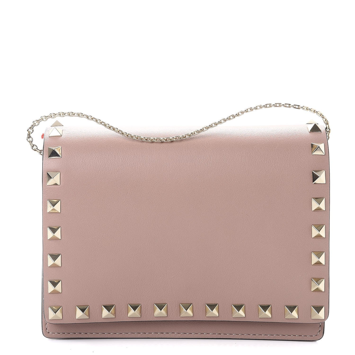 Valentino Garavani Vitello Rockstud Wallet on Chain Poudre 1 of 8