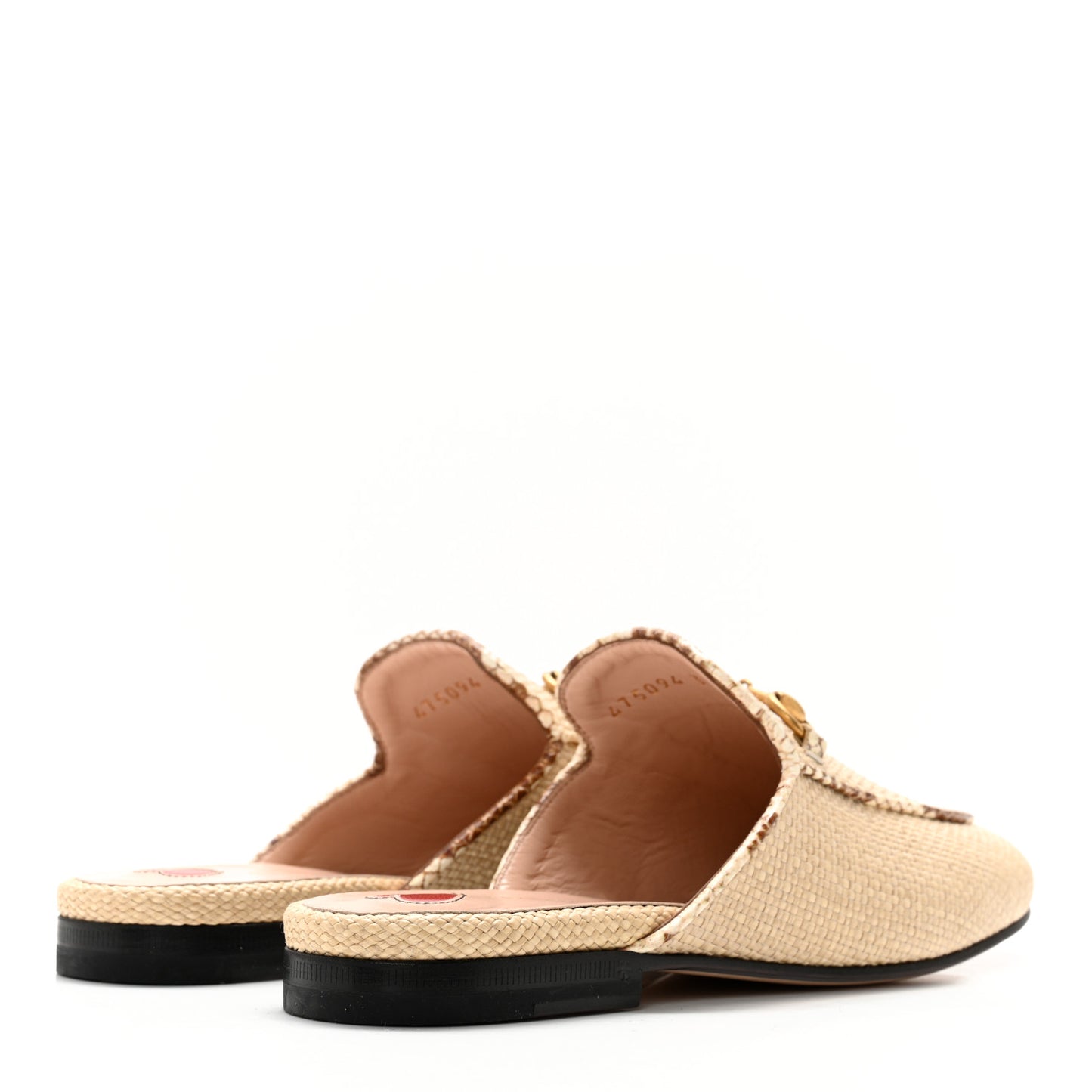 Straw Elaphe Womens Princetown Slippers 36 Natural Cream Brown