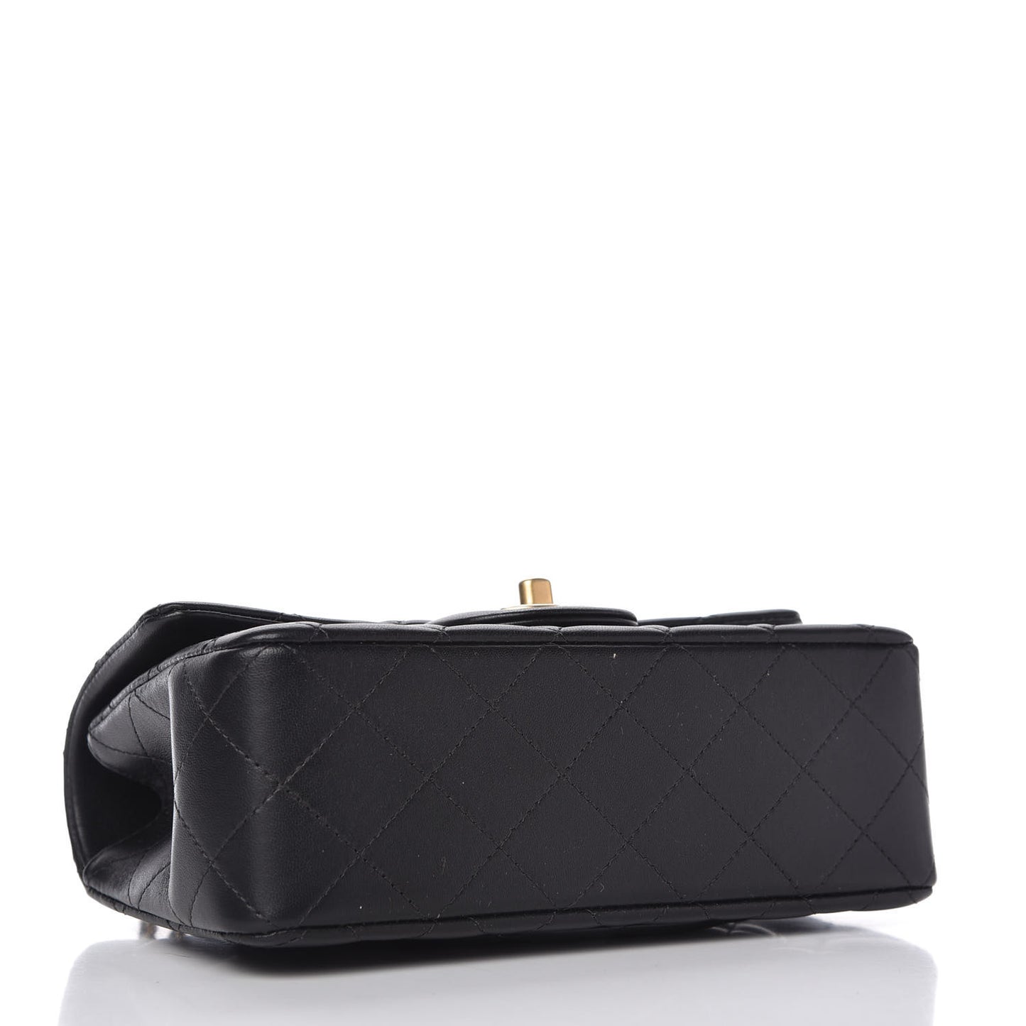 Lambskin Quilted Mini Top Handle Rectangular Flap Black