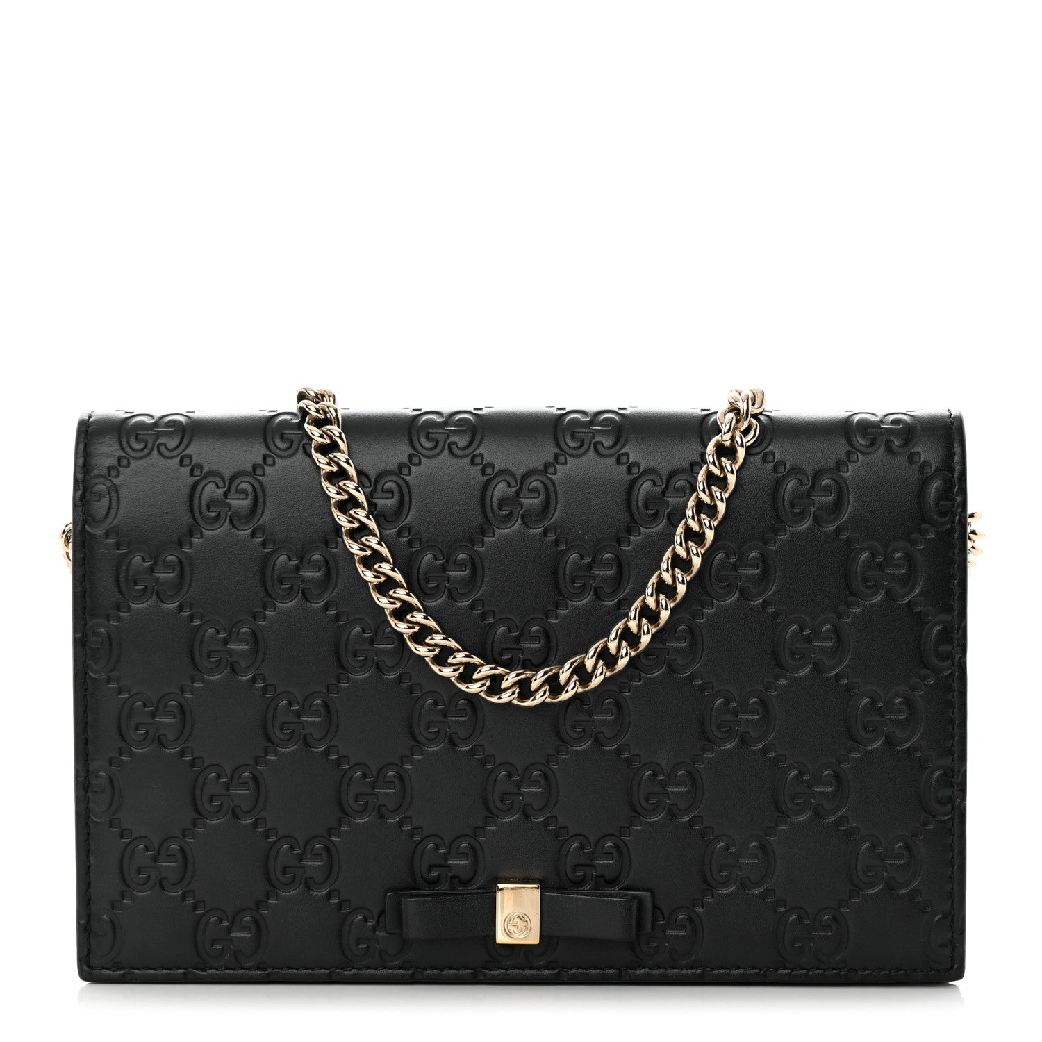 Gucci Guccissima Signature Bowy Chain Wallet Black 1 of 16