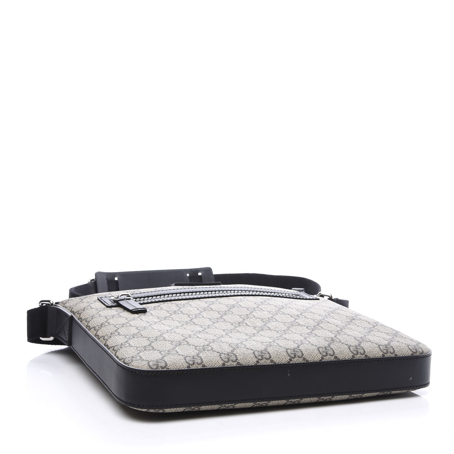 Gucci GG Supreme Monogram Flat Messenger Bag Black 4 of 11
