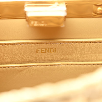 Fendi Raffia Embroidered Vitello King Shiny Nappa Intreccio Small Peekaboo I SEE U Satchel Sahara 7 of 12