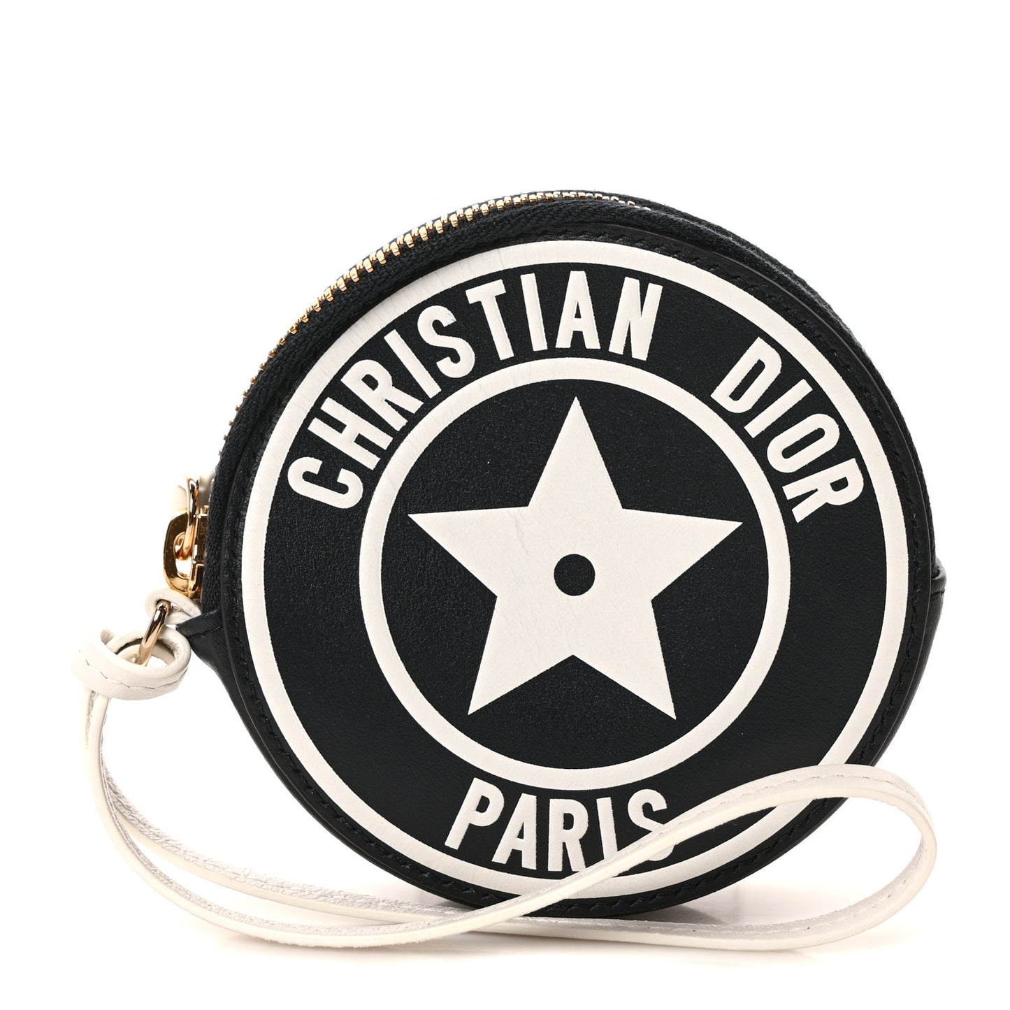 Calfskin Vibe Round Coin Purse Blue White