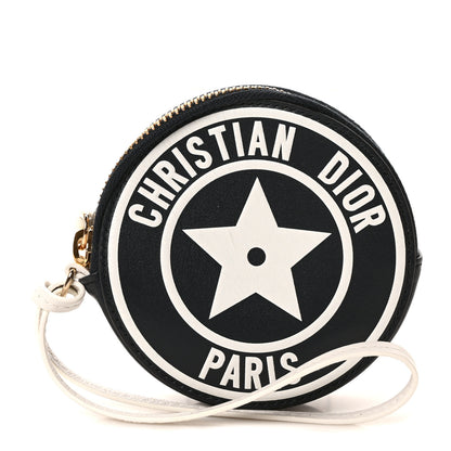 Christian Dior Calfskin Vibe Round Coin Purse Blue White 1 of 6