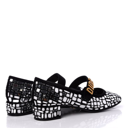 Christian Dior Mesh Embroidered Mirror Baby-D Ballet Pumps 38.5 Black 3 of 7