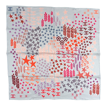 Chanel Silk CC Square Scarf Light Blue Pink Multicolor 1 of 5