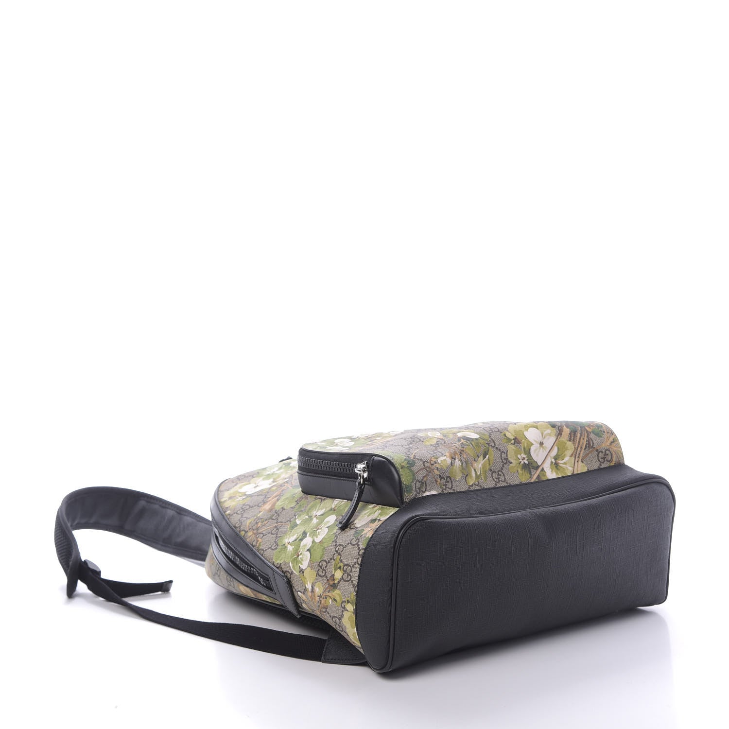Gucci GG Supreme Monogram Blooms Medium Day Backpack Beige New Military Black 3 of 9