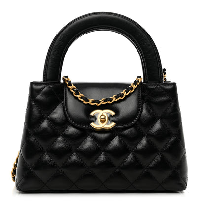 Chanel Shiny Aged Calfskin Quilted Nano Kelly Shopper Black 1 of 10