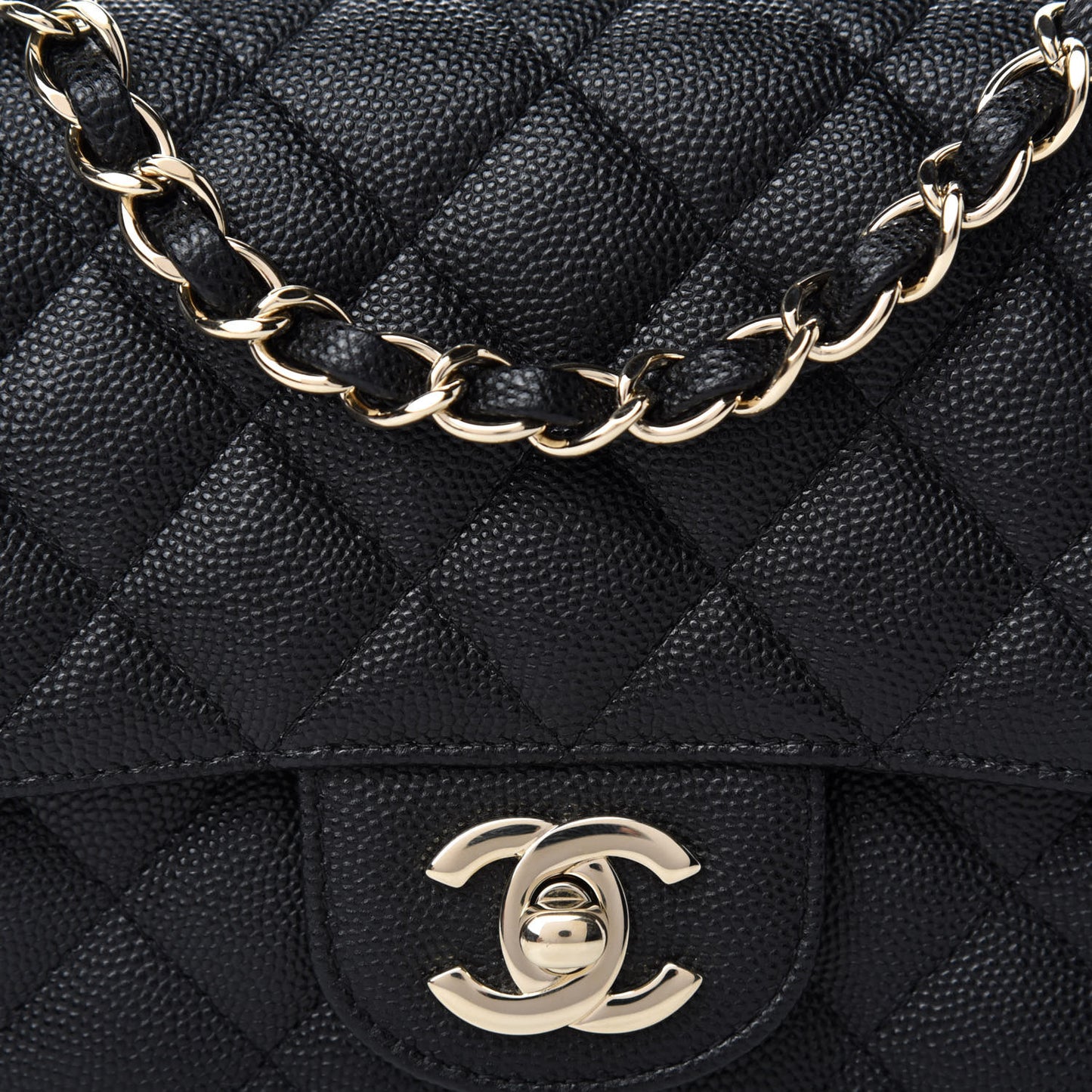 Caviar Quilted Mini Square Flap Black