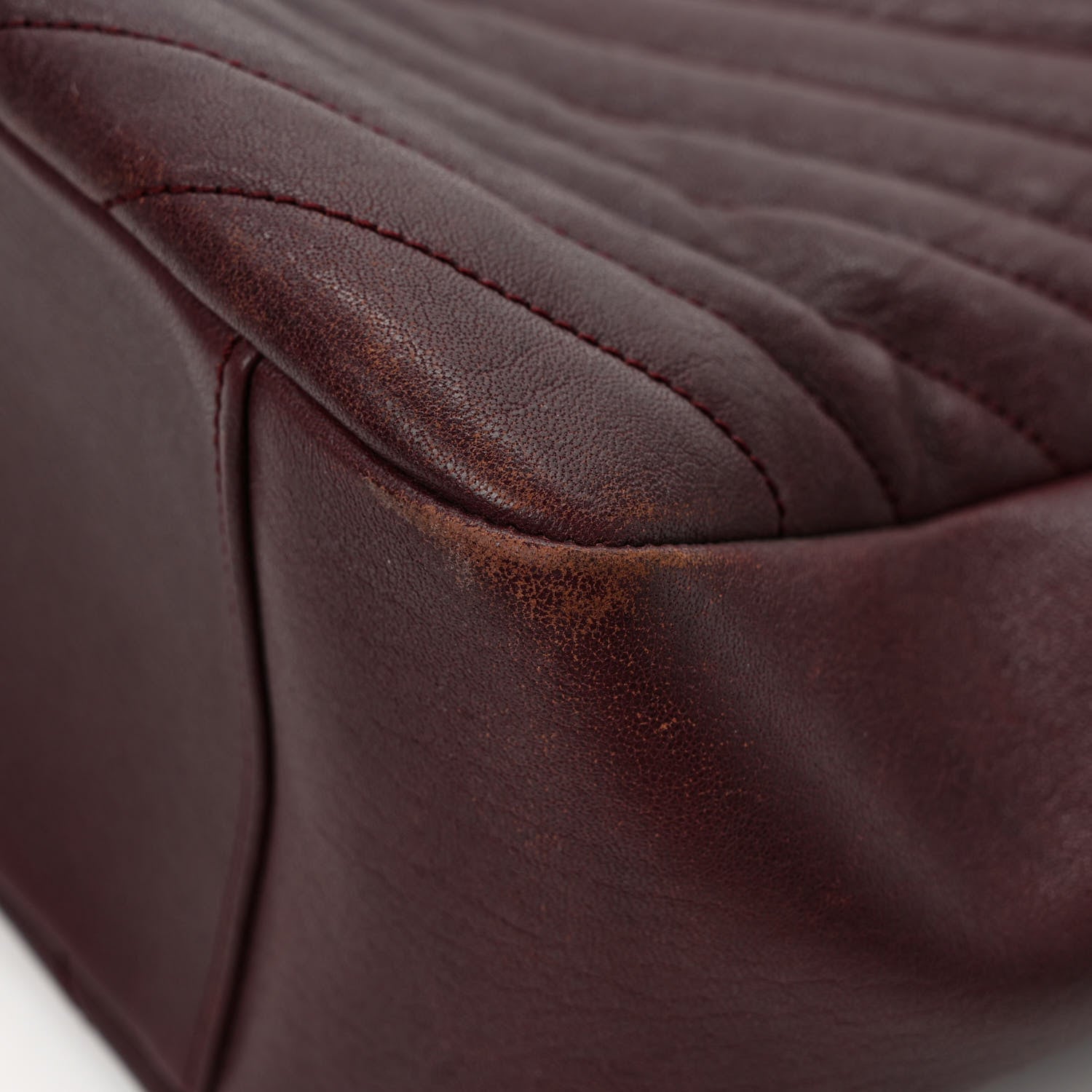 Saint Laurent Sheepskin Matelasse Chevron Large Monogram Shopping Bag Burgundy 10 of 10