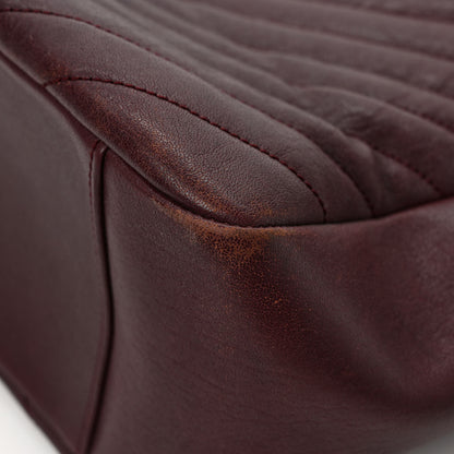 Saint Laurent Sheepskin Matelasse Chevron Large Monogram Shopping Bag Burgundy 10 of 10
