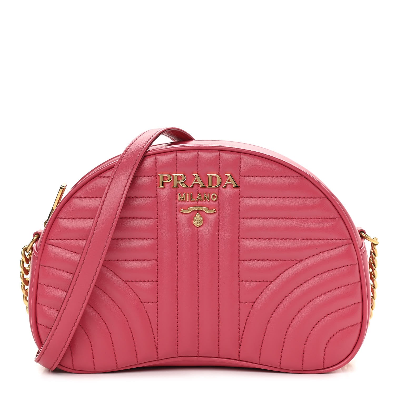 Prada Soft Calfskin Impunture Diagramme Dome Crossbody Bag Peonia 1 of 10