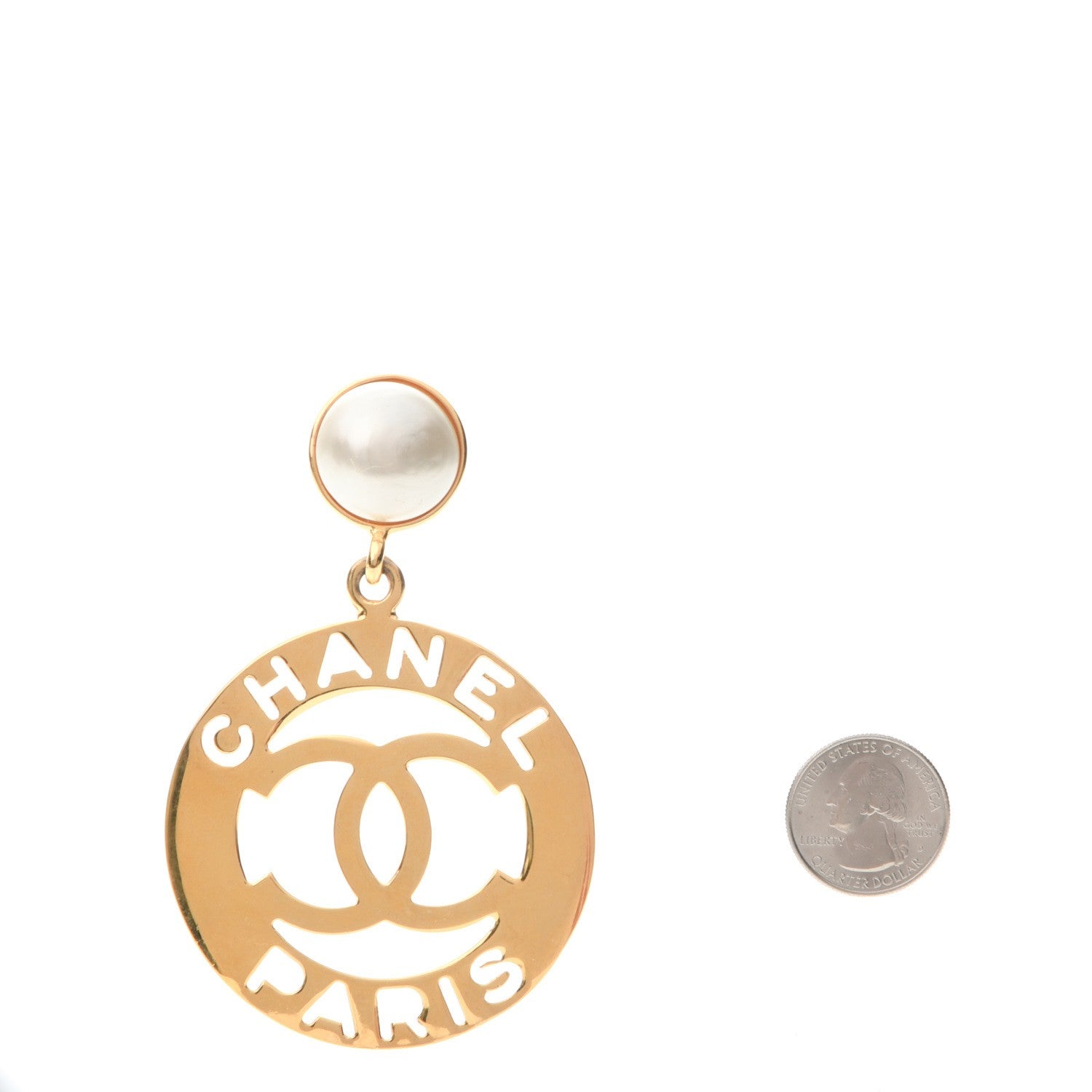 Chanel Pearl CC Clip On Earrings Gold 2 of 6