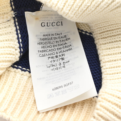 Gucci Wool Knit Cherry Embroidered Beanie Hat 56 White Blue 5 of 5