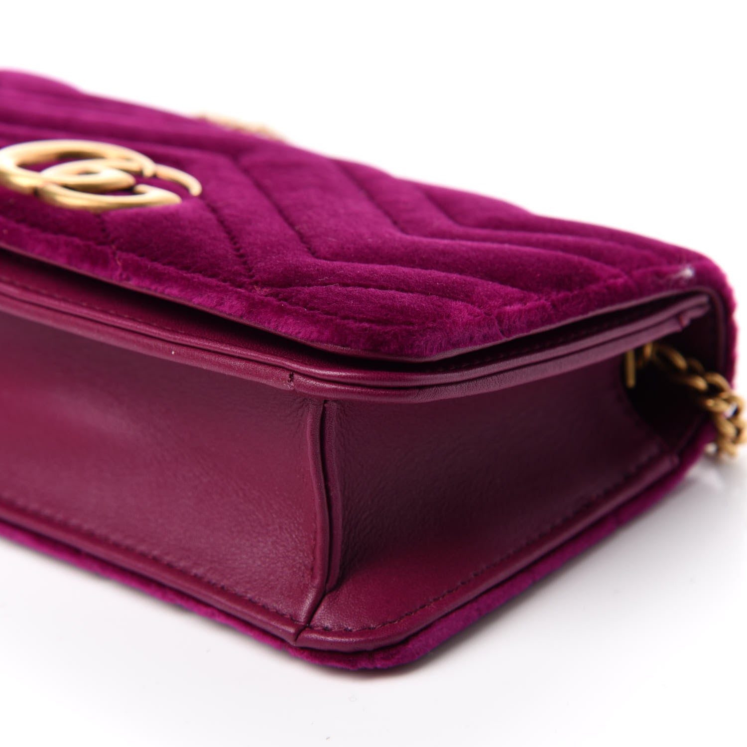 Gucci Velvet Matelasse GG Marmont Mini Bag Fuchsia Violet Cyclamen 7 of 10