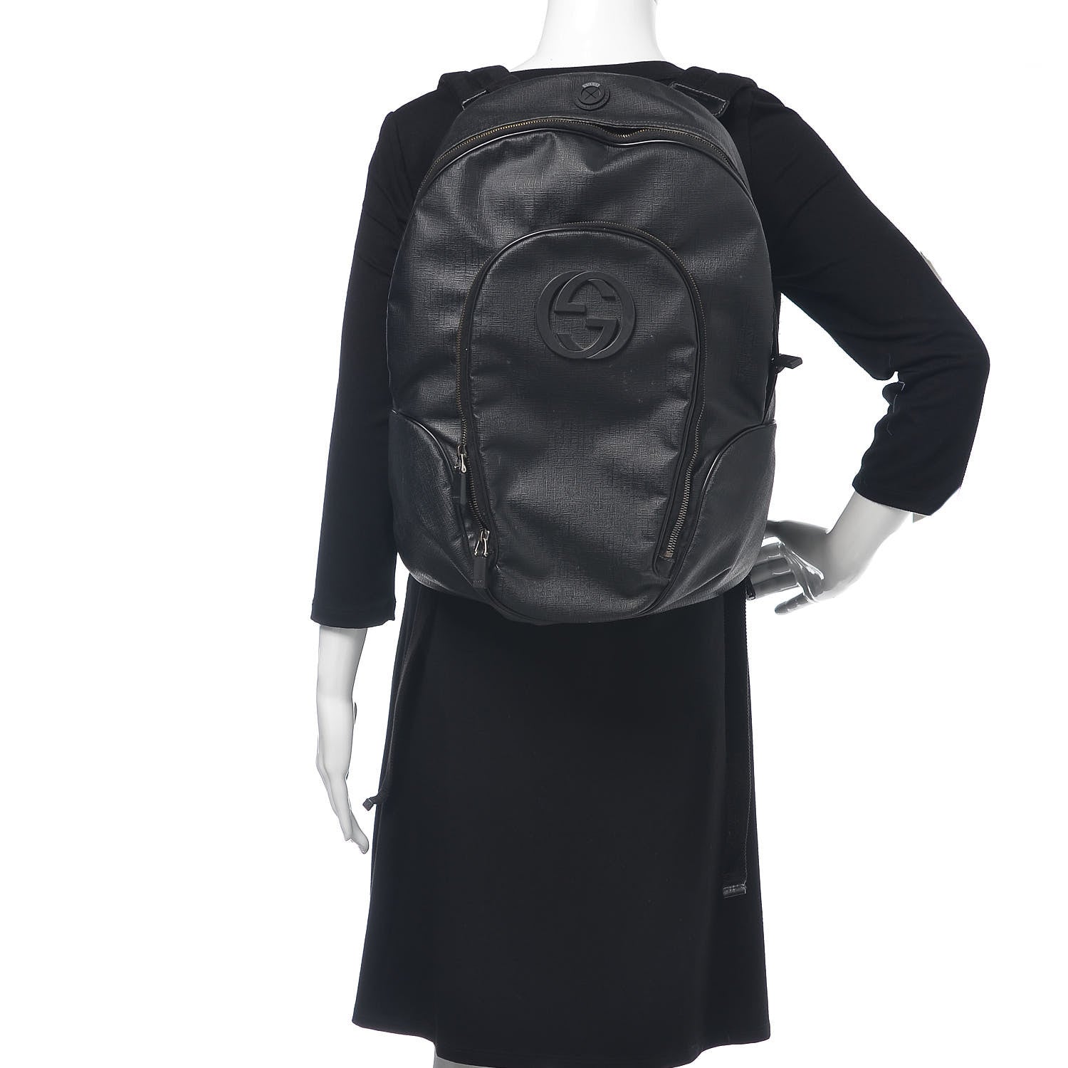 Gucci Coated Canvas Interlocking G Travel Backpack Black 2 of 19