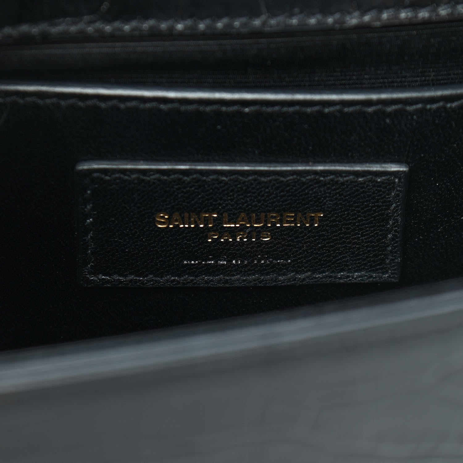 Saint Laurent Calfskin Crocodile Embossed Small Classic Monogram Kate Tassel Satchel Black 5 of 10