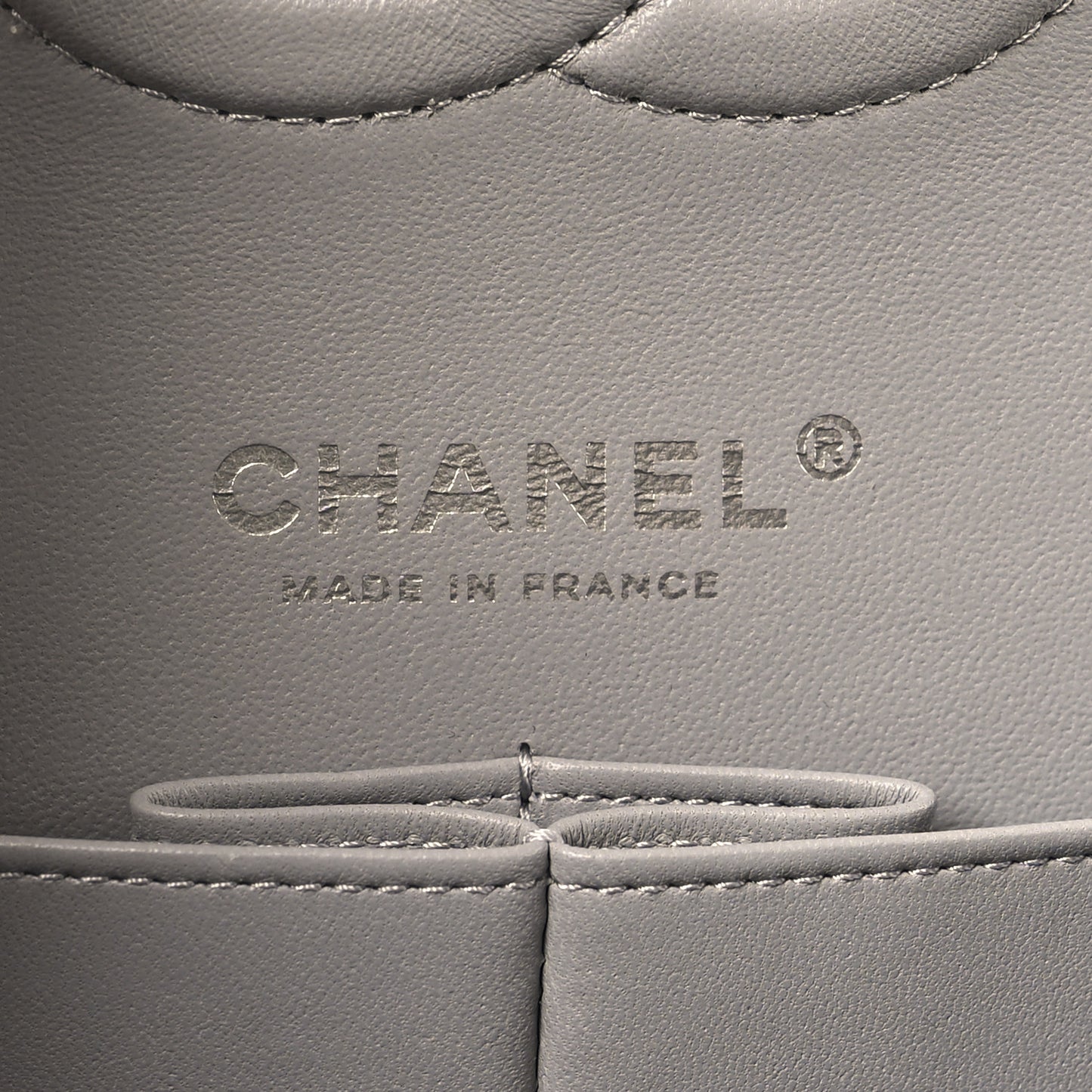 Lambskin Quilted Medium Double Flap Grey