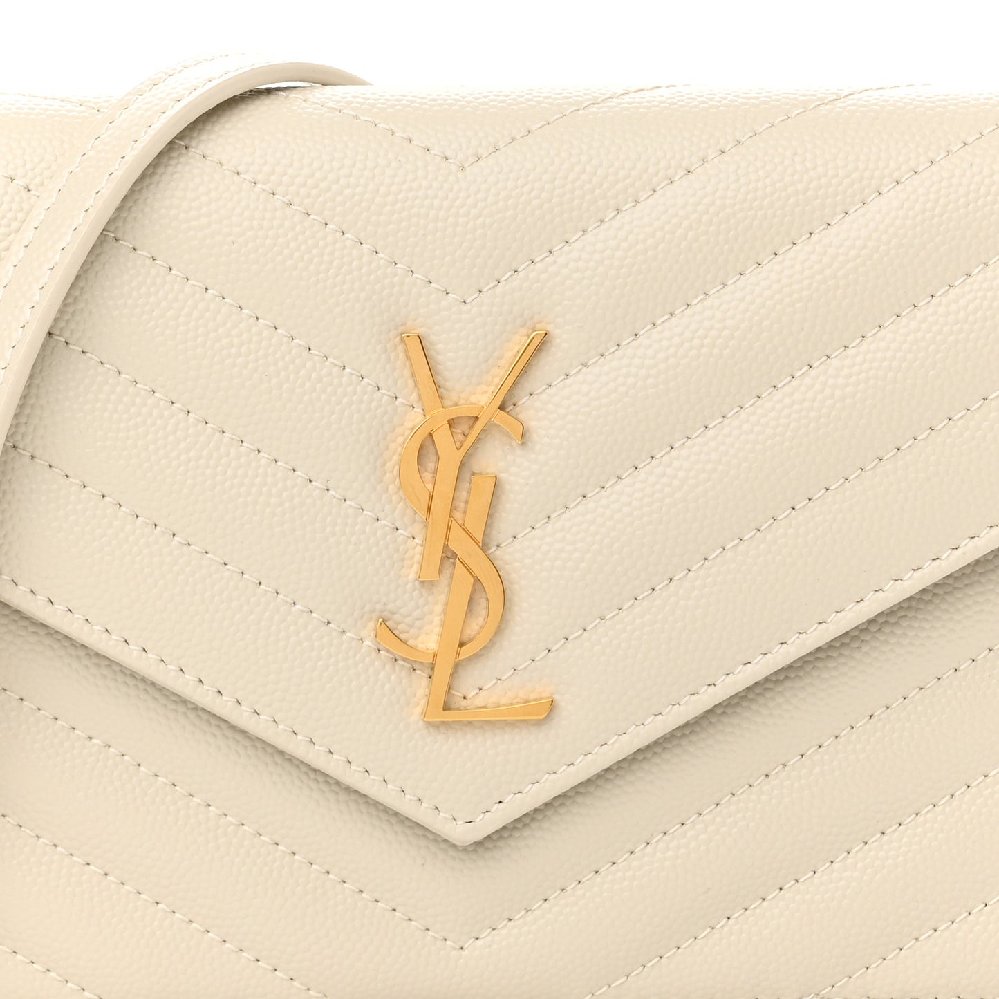 Grain De Poudre Matelasse Chevron Monogram Envelope Chain Crema Soft
