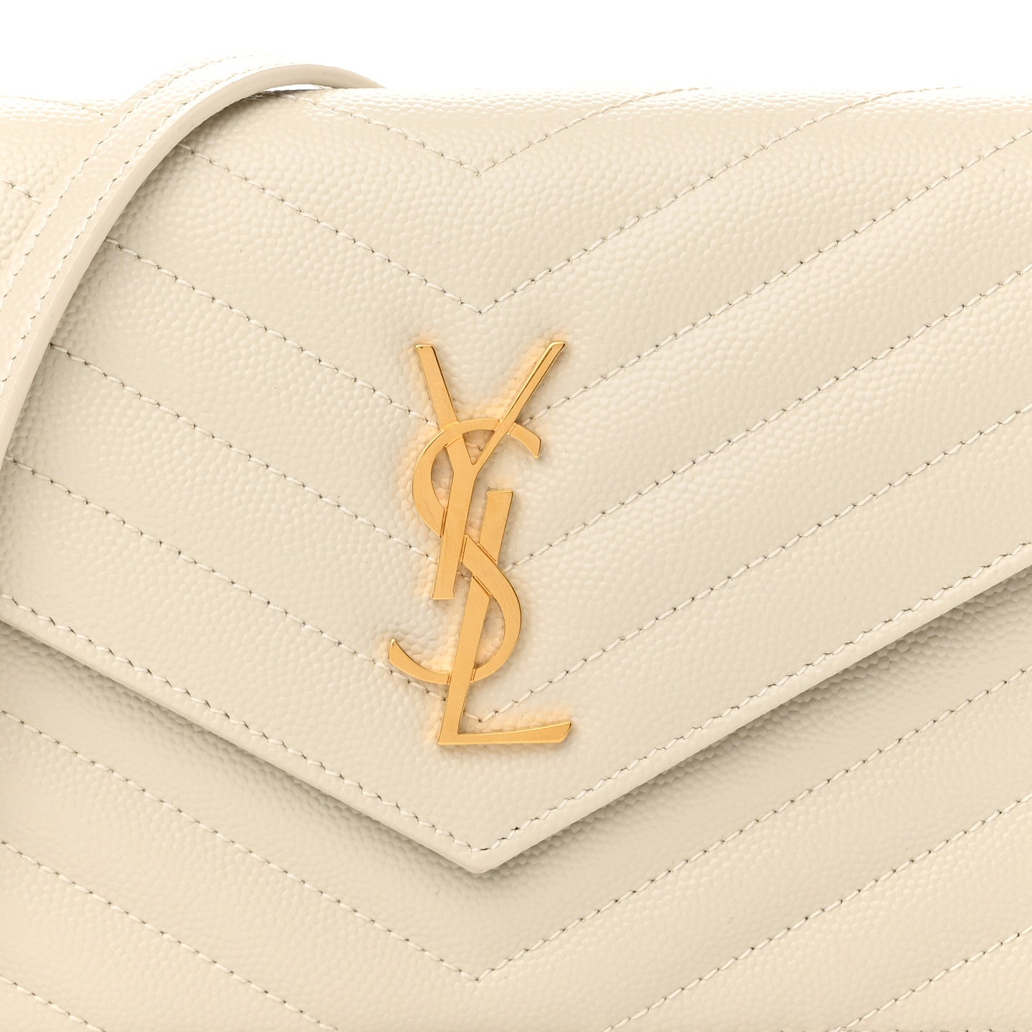 Saint Laurent Grain De Poudre Matelasse Chevron Monogram Envelope Chain Crema Soft 7 of 9