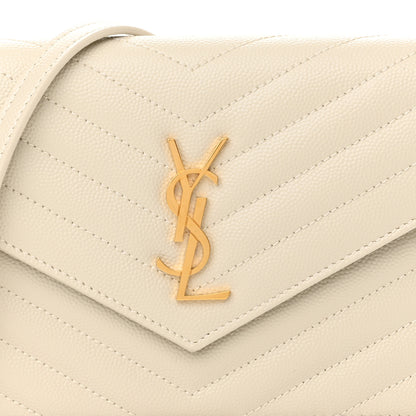 Saint Laurent Grain De Poudre Matelasse Chevron Monogram Envelope Chain Crema Soft 7 of 9