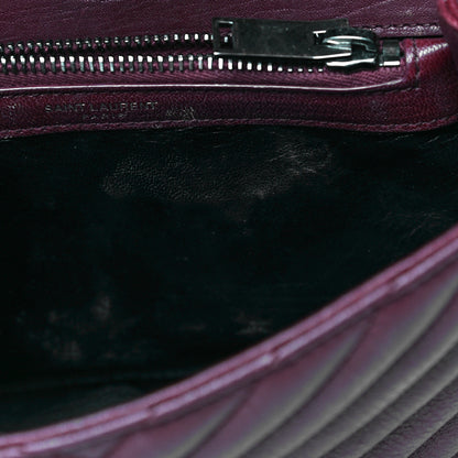 Saint Laurent Sheepskin Matelasse Chevron Monogram Medium College Bag Rouge Legion 11 of 24