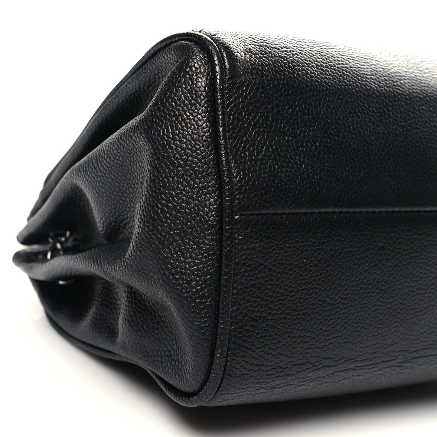Caviar Quilted Accordion Flap Black