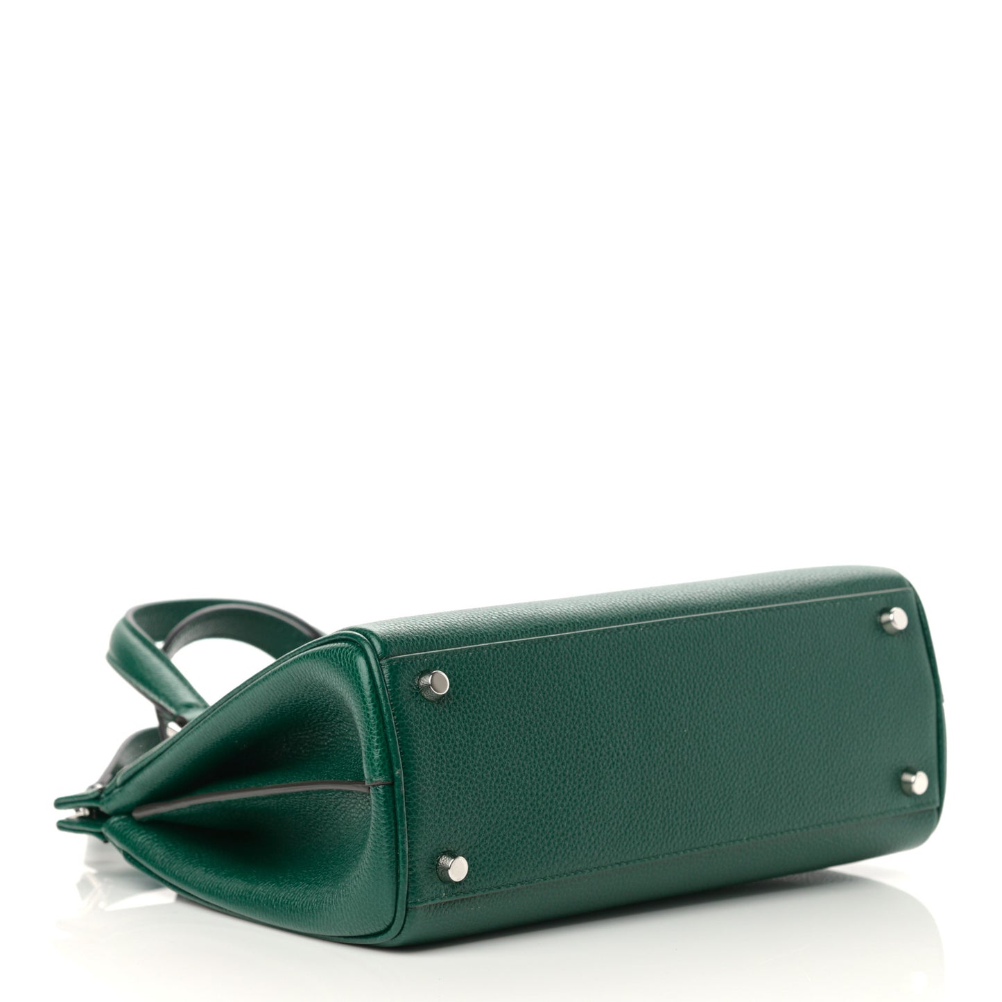 Grainy Calfskin Small Zumi Top Handle Bag Vintage Green