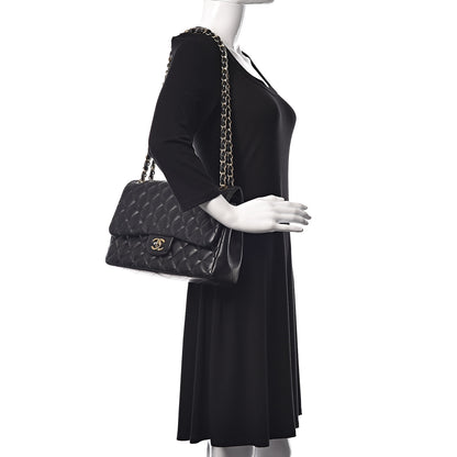 Chanel Lambskin Quilted Jumbo Double Flap Black 2 of 9