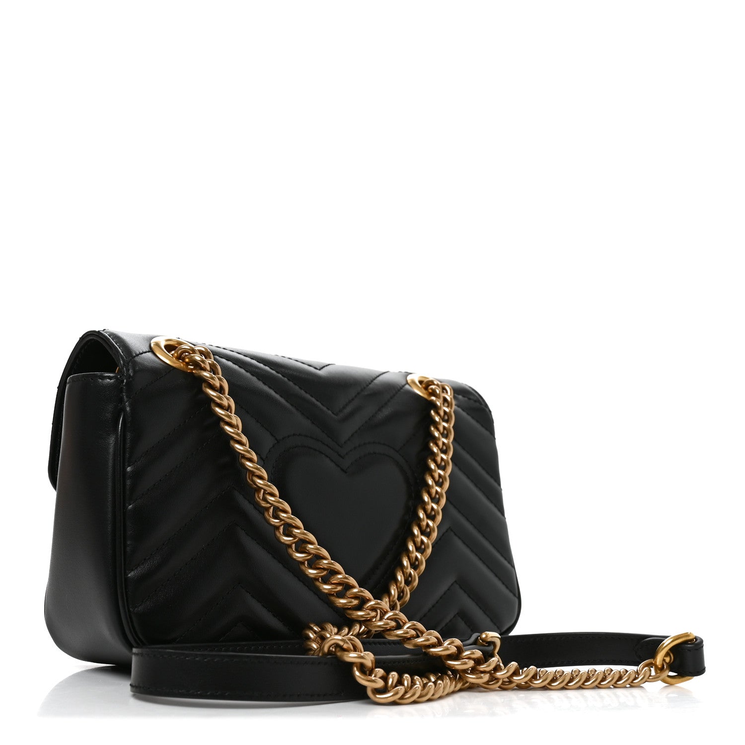 Gucci Calfskin Matelasse Mini GG Marmont Shoulder Bag Black 3 of 10
