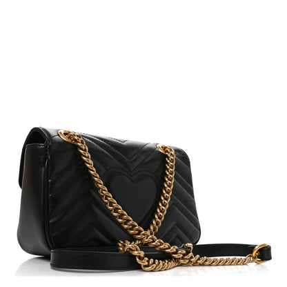 Gucci Calfskin Matelasse Mini GG Marmont Shoulder Bag Black 3 of 10