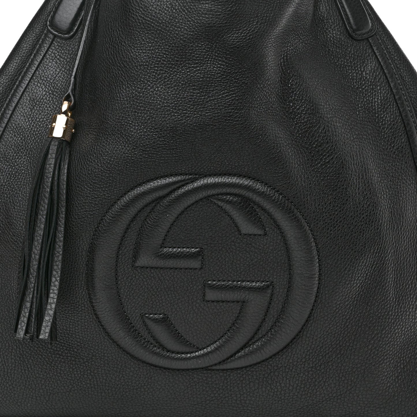 Pebbled Calfskin Large Soho Shoulder Bag Black