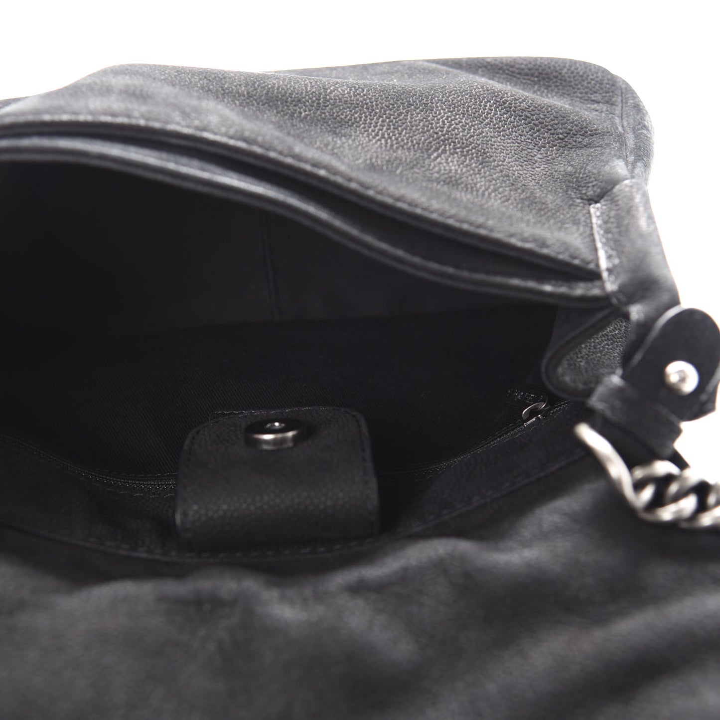 Iridescent Caviar Large Flap Black