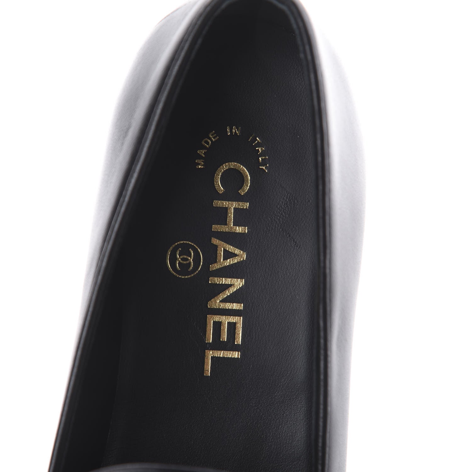 Chanel Lambskin CC Mocassin Loafers 38 Black 6 of 7