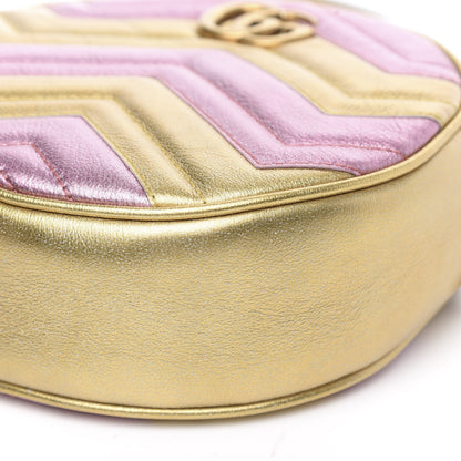 Gucci Metallic Nappa Matelasse Heart Mini GG Marmont Round Shoulder Bag Oro Vecchio Rosa 10 of 10