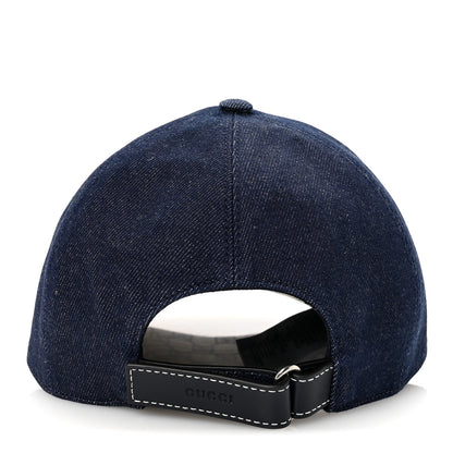 Gucci Lasered Denim Monogram Logo Baseball Hat L Blue 6 of 8