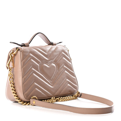 Gucci Calfskin Matelasse Mini GG Marmont Top Handle Shoulder Bag Porcelain Rose 2 of 9