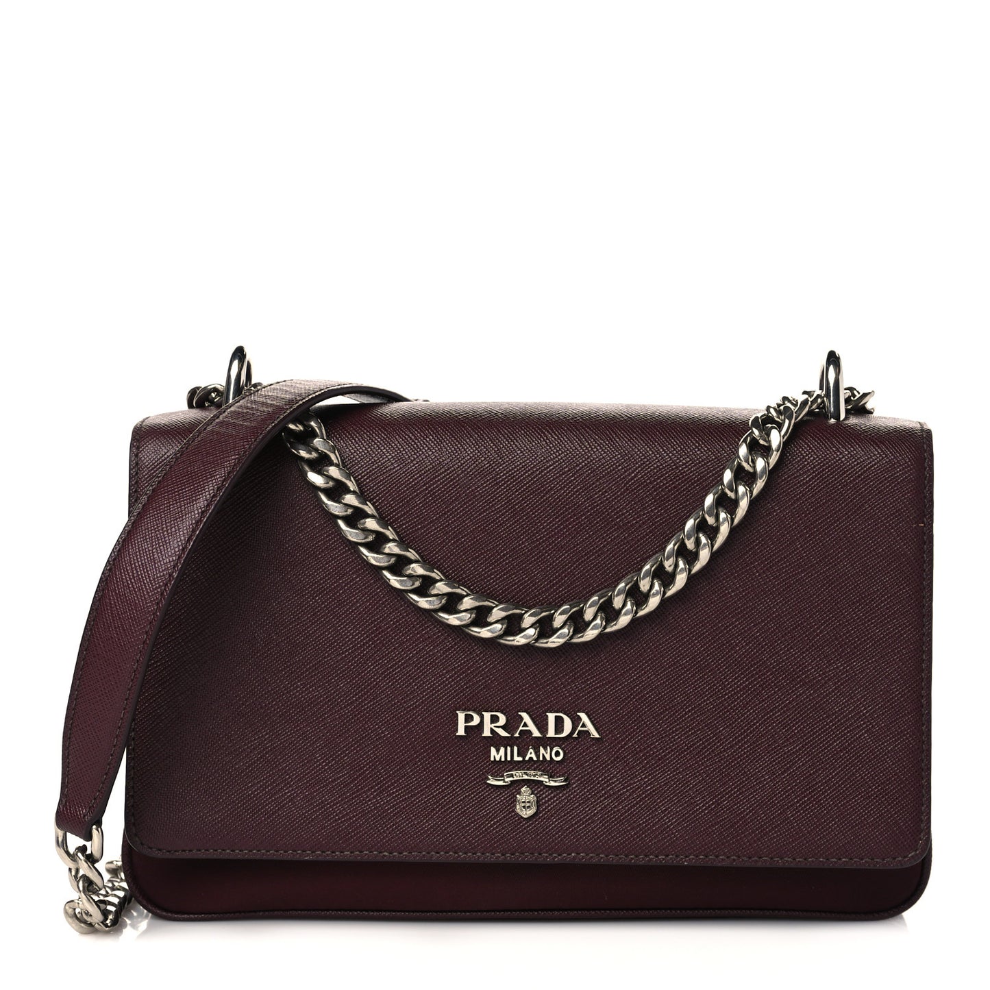 Saffiano Tessuto Nylon Chain Shoulder Bag Granato