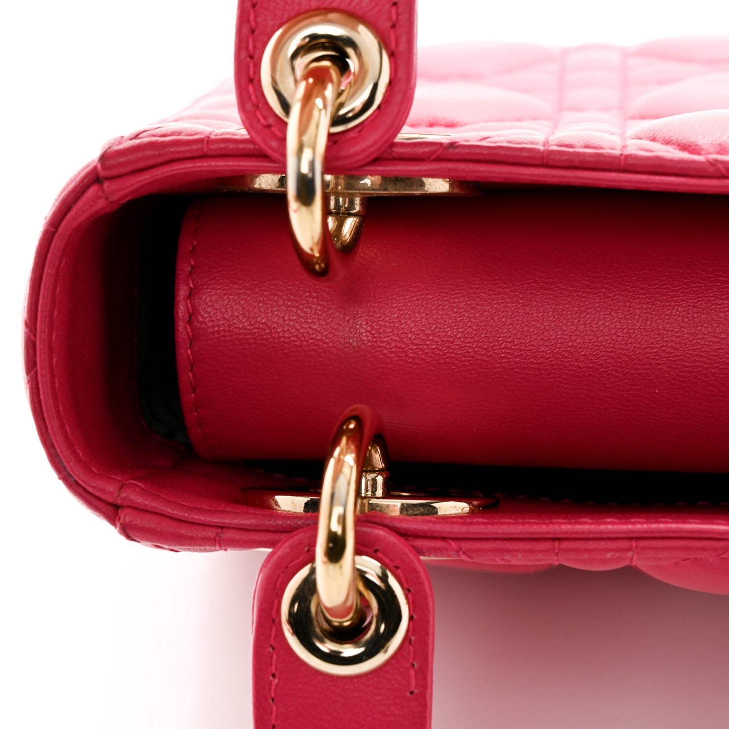 Lambskin Cannage Mini Lady Dior Fuchsia