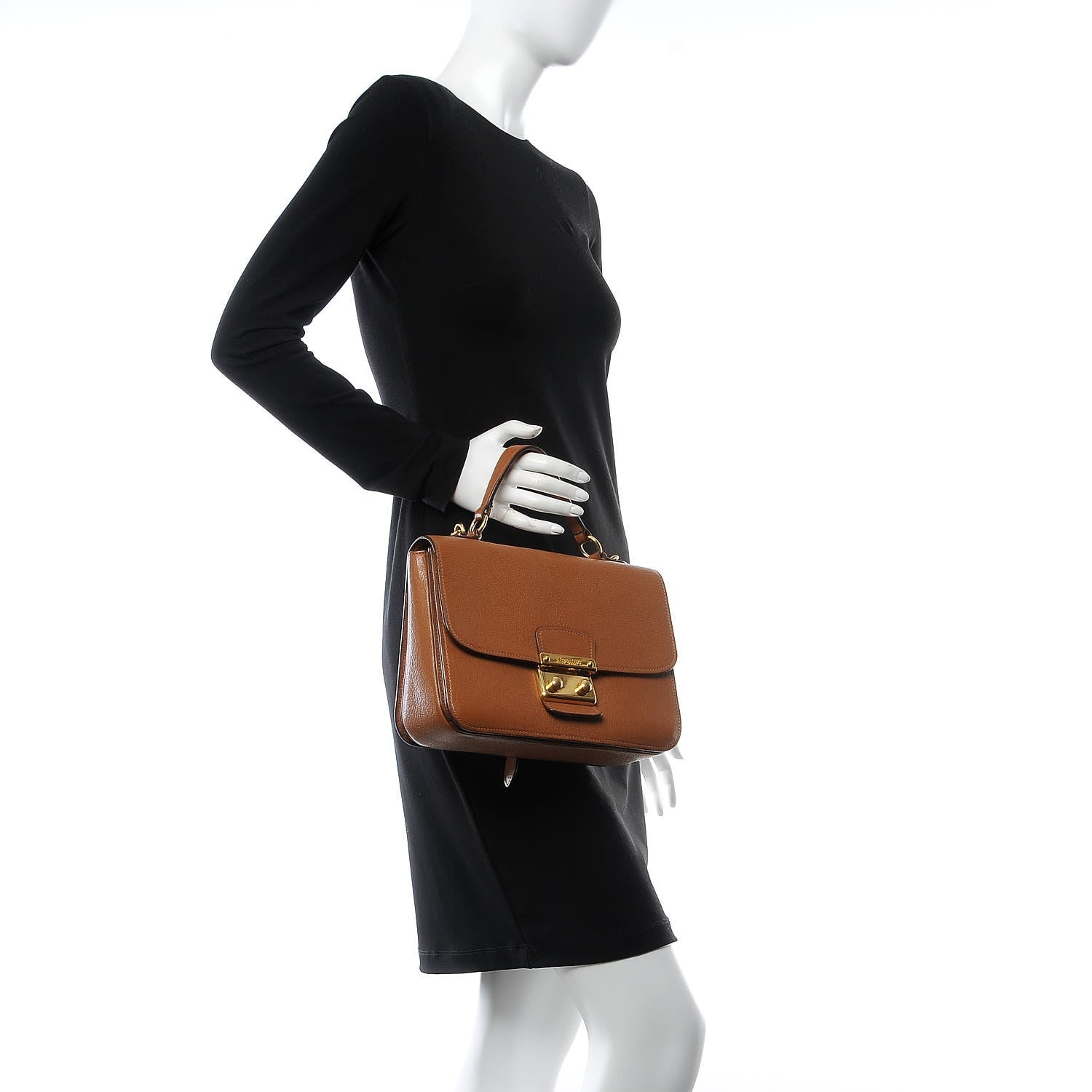 Miu Miu Goatskin Madras Shoulder Bag Cuoio 3 of 25