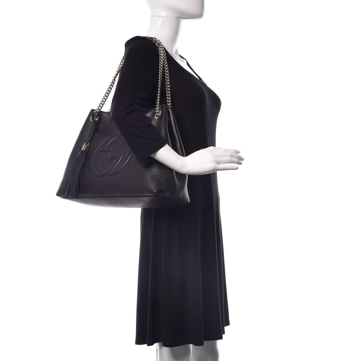 Gucci Pebbled Calfskin Medium Soho Chain Shoulder Bag Black 2 of 10