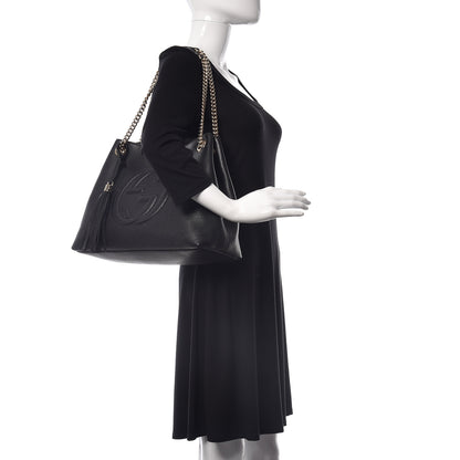 Gucci Pebbled Calfskin Medium Soho Chain Shoulder Bag Black 2 of 10