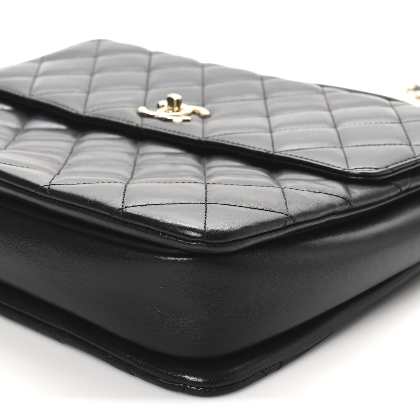 Lambskin Quilted Large Trendy CC Dual Handle Flap Bag Black