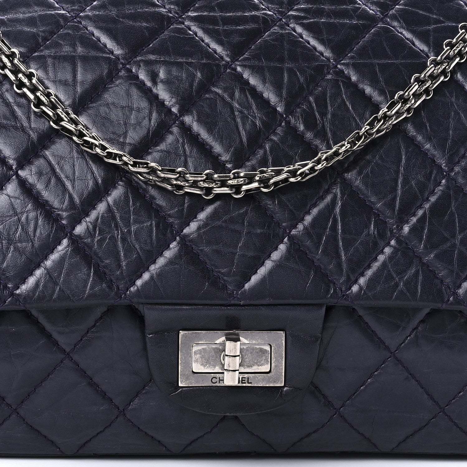 Chanel Aged Calfskin Quilted 2.55 Reissue 227 Flap Navy Blue 8 of 9