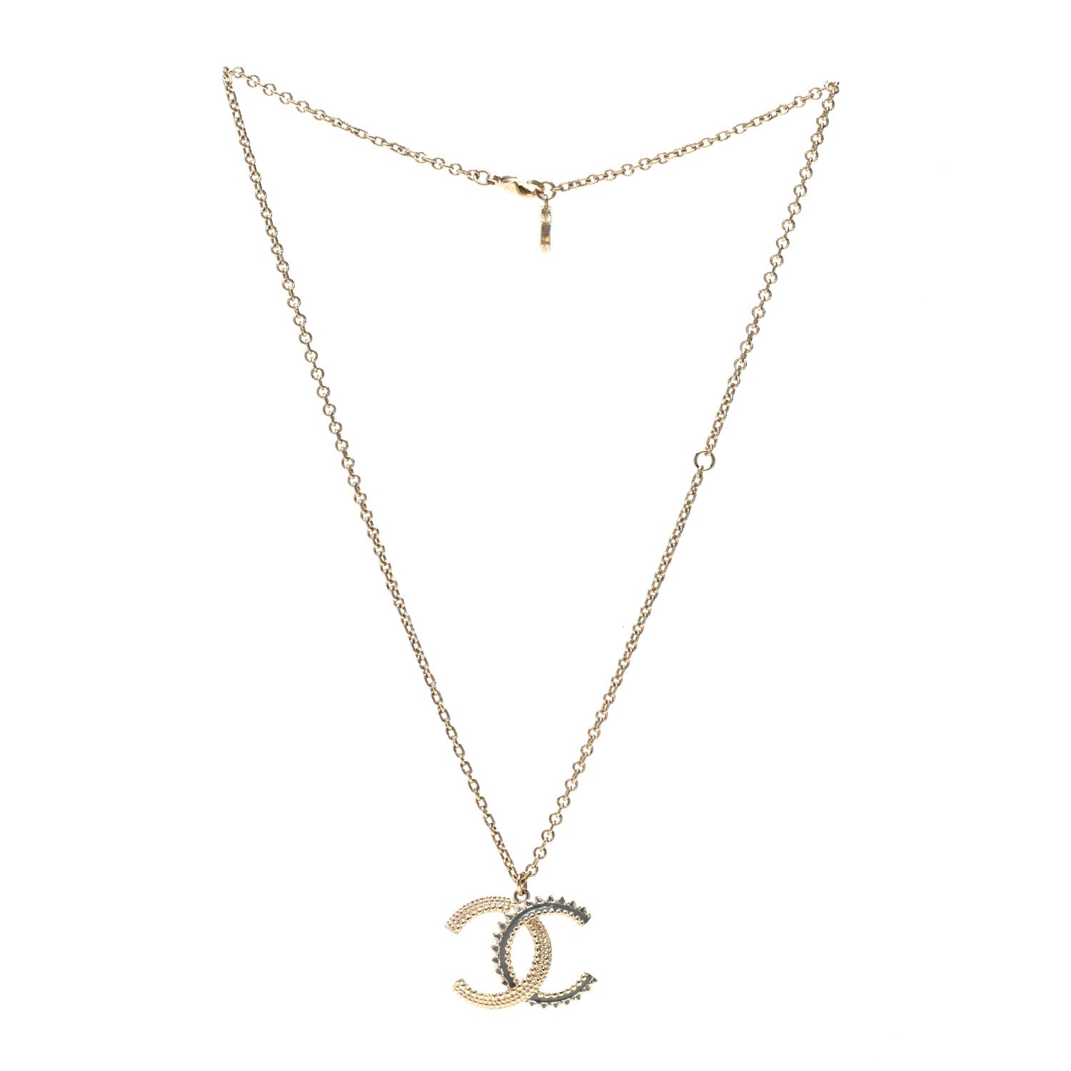 Chanel Enamel CC Necklace Gold Grey 3 of 6