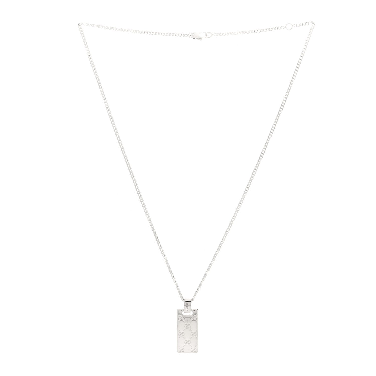 Gucci Sterling Silver Signature Tag Pendant Necklace 2 of 4