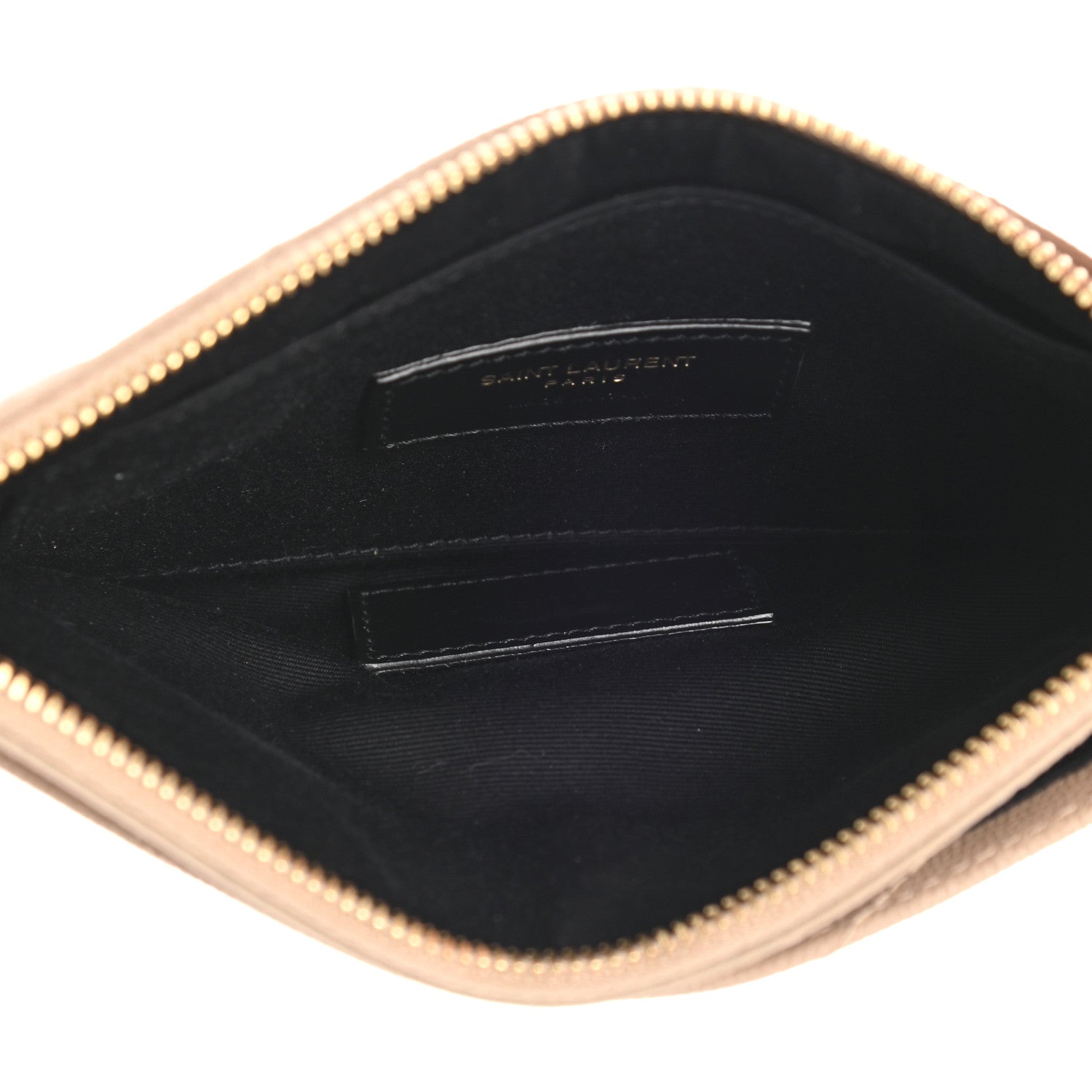 Saint Laurent Grain De Poudre Chevron Monogram Bill Pouch Dark Beige 5 of 7