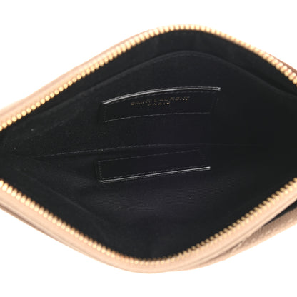 Saint Laurent Grain De Poudre Chevron Monogram Bill Pouch Dark Beige 5 of 7